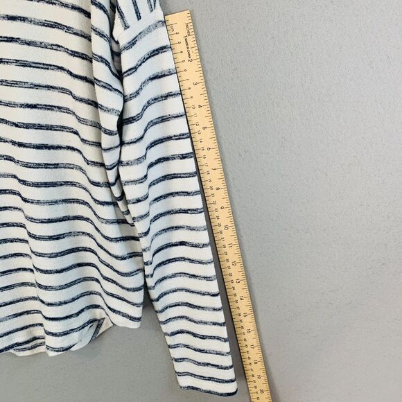 Rag & Bone Striped Long Sleeve Tee Size Medium Blue White Relaxed Fit Casual - Picture 7 of 8